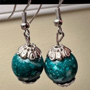 Vintage Green Stone Earrings circa 1940s